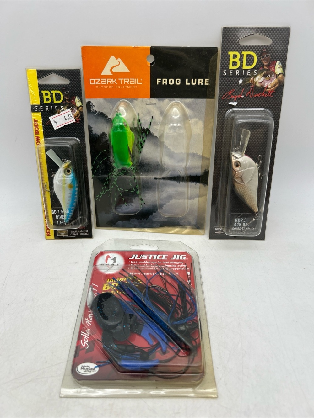 Lot Of 4 Big Bass Fishing Lures New (Frog Lure, Jig, Crankbait)